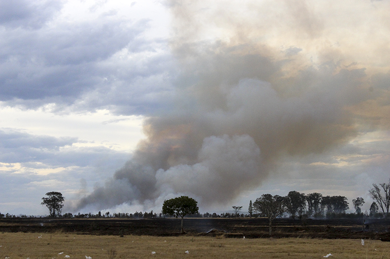 The 6SAI fire services were kept busy protecting the army base. Veld on every side of the base was burnt at various sdages of the fire. This flare-up west of the base was late Thursday afternoon.